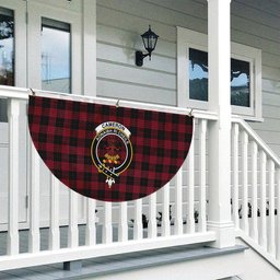 ScotsTee Shop Scottish Cameron Black and Red Modern Crest Tartan Non-Pleated Fan Flag Bunting Banner
