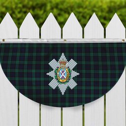 ScotsTee Shop Scottish Black Watch Modern Clan Crest Tartan Non-Pleated Fan Flag Bunting Banner