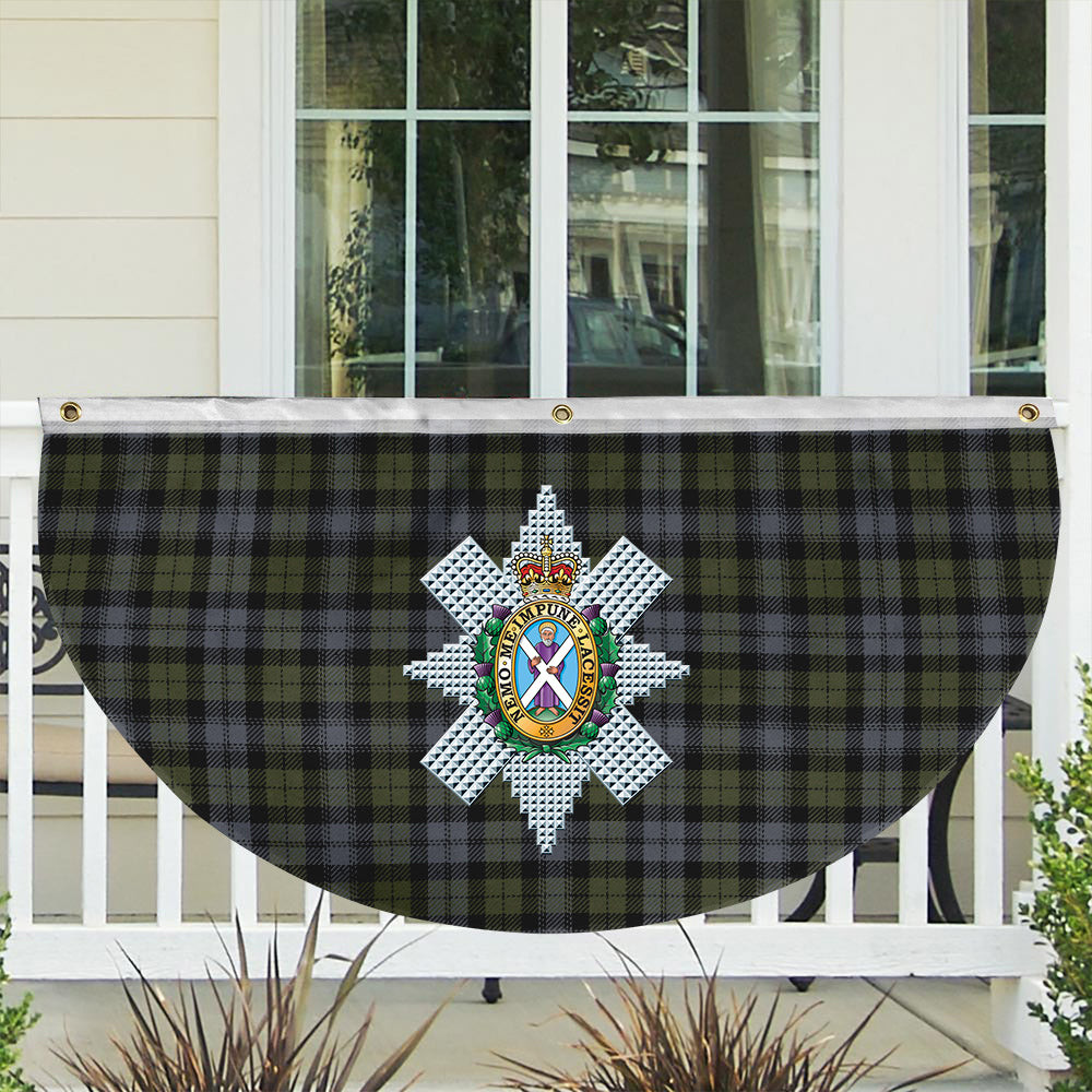 ScotsTee Shop Scottish Black Watch Large Sett Ancient Crest Tartan Non-Pleated Fan Flag Bunting Banner