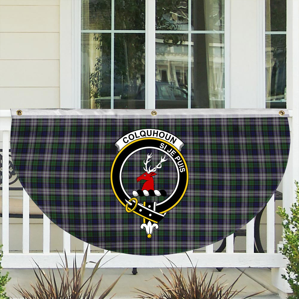 ScotsTee Shop Scottish Colquhoun Dress Crest Tartan Non-Pleated Fan Flag Bunting Banner