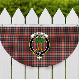 ScotsTee Shop Scottish Christie Modern Crest Tartan Non-Pleated Fan Flag Bunting Banner