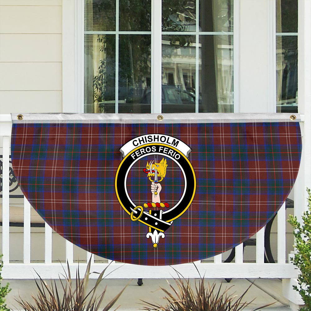 ScotsTee Shop Scottish Chisholm Hunting Modern Crest Tartan Non-Pleated Fan Flag Bunting Banner