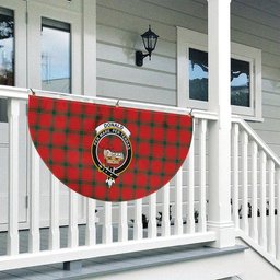 ScotsTee Shop Scottish Donald of the Isles Red Modern Crest Tartan Non-Pleated Fan Flag Bunting Banner