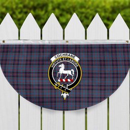 ScotsTee Shop Scottish Cochrane Azure Crest Tartan Non-Pleated Fan Flag Bunting Banner