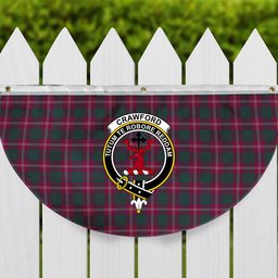ScotsTee Shop Scottish Crawford Red Modern Crest Tartan Non-Pleated Fan Flag Bunting Banner
