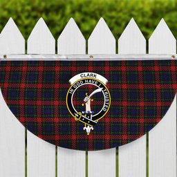 ScotsTee Shop Scottish Clark Red Crest Tartan Non-Pleated Fan Flag Bunting Banner