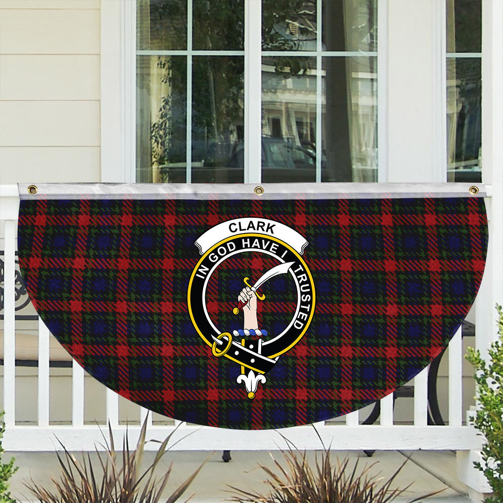 ScotsTee Shop Scottish Clark Red Crest Tartan Non-Pleated Fan Flag Bunting Banner