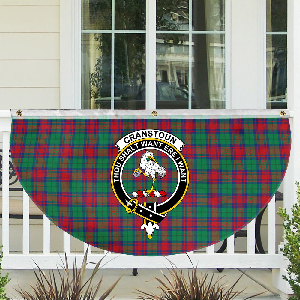 ScotsTee Shop Scottish Cranstoun Dress Modern Crest Tartan Non-Pleated Fan Flag Bunting Banner