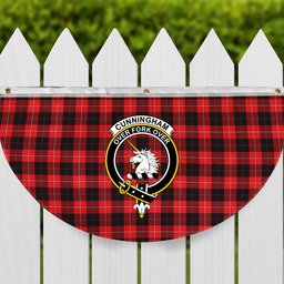 ScotsTee Shop Scottish Cunningham Modern Crest Tartan Non-Pleated Fan Flag Bunting Banner