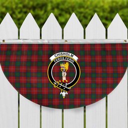 ScotsTee Shop Scottish Chisholm Crest Tartan Non-Pleated Fan Flag Bunting Banner
