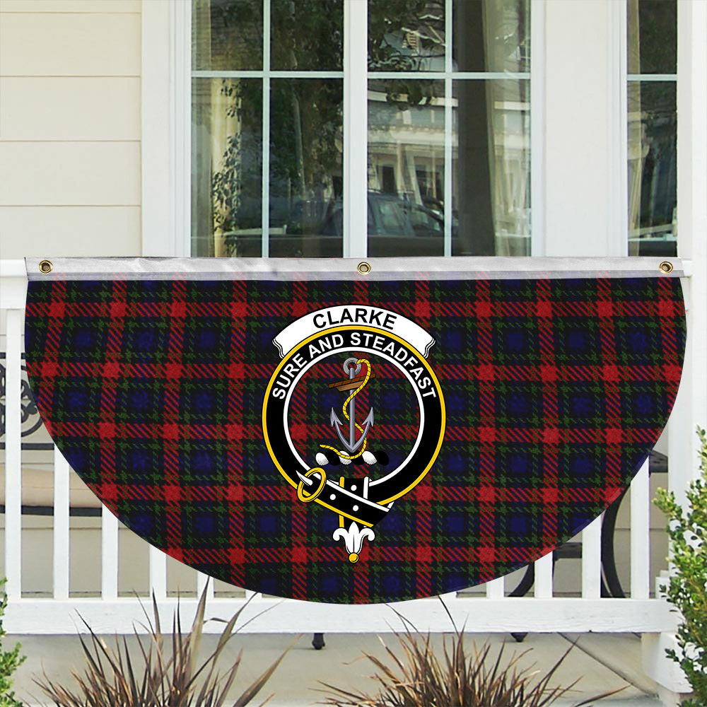 ScotsTee Shop Scottish Clarke Red Crest Tartan Non-Pleated Fan Flag Bunting Banner