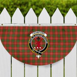ScotsTee Shop Scottish Crawford Red Ancient Crest Tartan Non-Pleated Fan Flag Bunting Banner