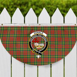 ScotsTee Shop Scottish Donald of Kingsburgh Modern Crest Tartan Non-Pleated Fan Flag Bunting Banner