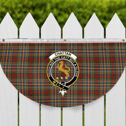 ScotsTee Shop Scottish Chattan Chief of Clan Crest Tartan Non-Pleated Fan Flag Bunting Banner