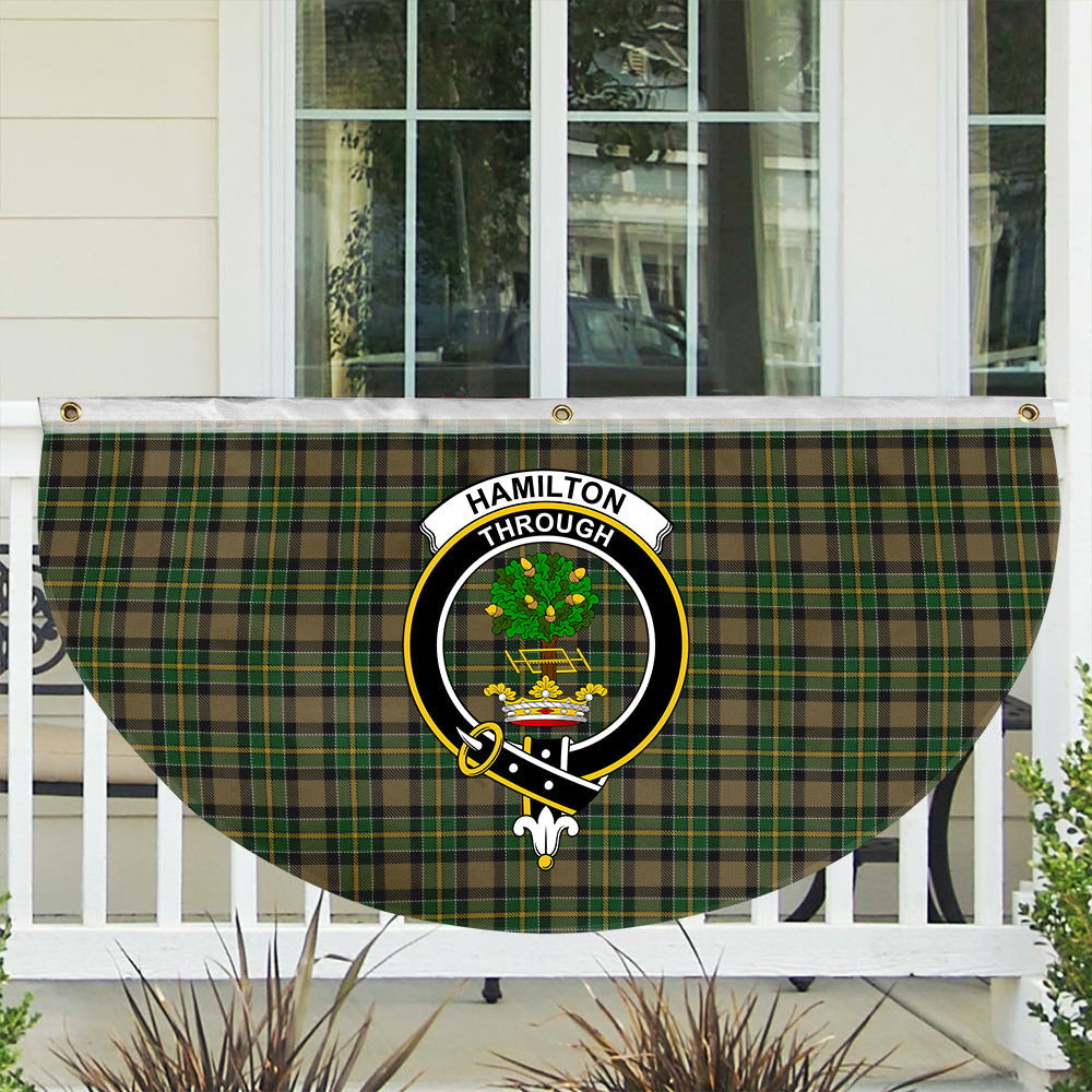ScotsTee Shop Scottish Hamilton of Brandon Crest Tartan Non-Pleated Fan Flag Bunting Banner