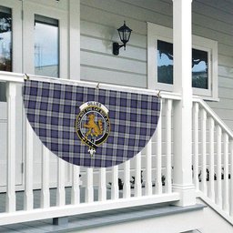 ScotsTee Shop Scottish Gillies Dress Blue Crest Tartan Non-Pleated Fan Flag Bunting Banner