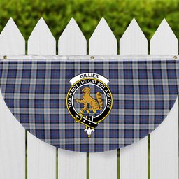 ScotsTee Shop Scottish Gillies Dress Blue Crest Tartan Non-Pleated Fan Flag Bunting Banner