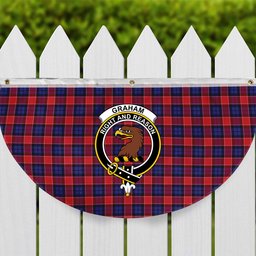 ScotsTee Shop Scottish Graham of Menteith Red Crest Tartan Non-Pleated Fan Flag Bunting Banner