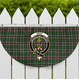 ScotsTee Shop Scottish Gray Hunting SC Crest Tartan Non-Pleated Fan Flag Bunting Banner
