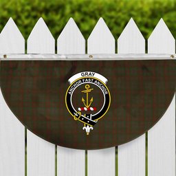 ScotsTee Shop Scottish Gray Crest Tartan Non-Pleated Fan Flag Bunting Banner