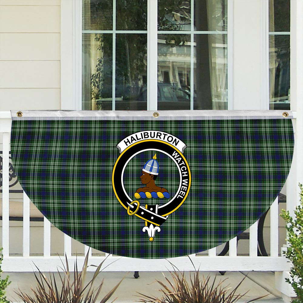 ScotsTee Shop Scottish Haliburton Crest Tartan Non-Pleated Fan Flag Bunting Banner