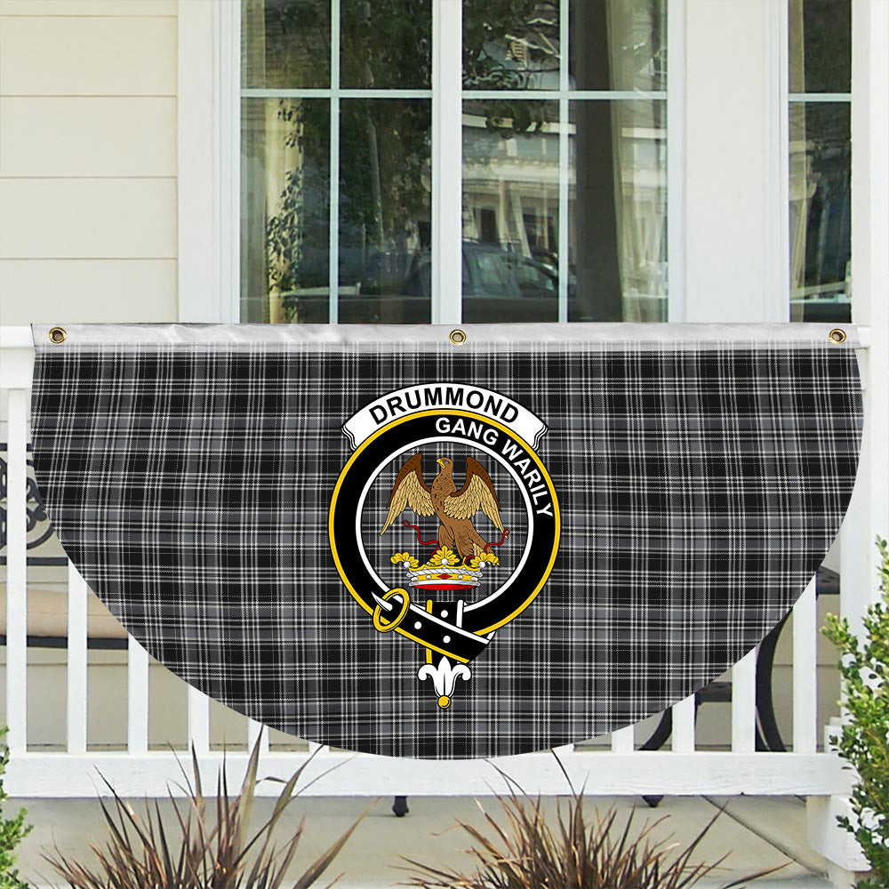 ScotsTee Shop Scottish Drummond Grey Modern Crest Tartan Non-Pleated Fan Flag Bunting Banner