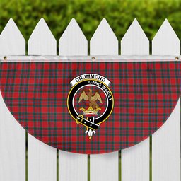 ScotsTee Shop Scottish Drummond of Perth Modern Crest Tartan Non-Pleated Fan Flag Bunting Banner