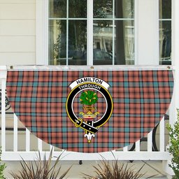 ScotsTee Shop Scottish Hamilton Red Modern Crest Tartan Non-Pleated Fan Flag Bunting Banner