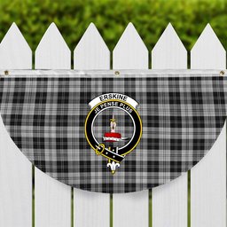 ScotsTee Shop Scottish Erskine Black and White Crest Tartan Non-Pleated Fan Flag Bunting Banner