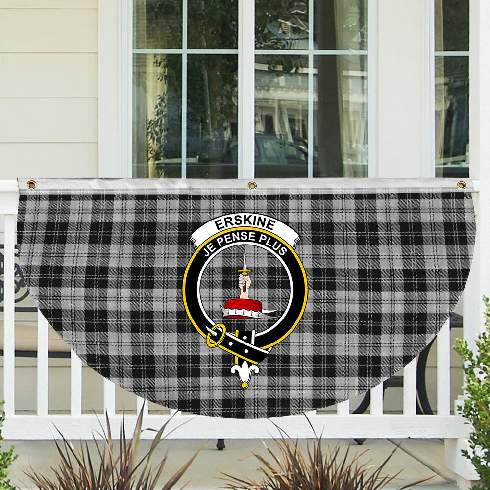 ScotsTee Shop Scottish Erskine Black and White Crest Tartan Non-Pleated Fan Flag Bunting Banner