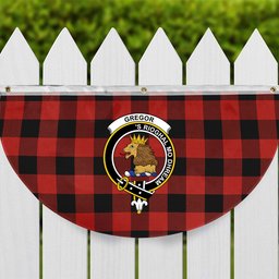 ScotsTee Shop Scottish Gregor Red & Black Ancient Crest Tartan Non-Pleated Fan Flag Bunting Banner