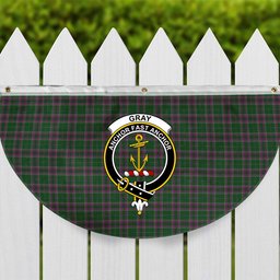 ScotsTee Shop Scottish Gray Hunting Crest Tartan Non-Pleated Fan Flag Bunting Banner