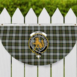 ScotsTee Shop Scottish Gillies Dress Green Crest Tartan Non-Pleated Fan Flag Bunting Banner