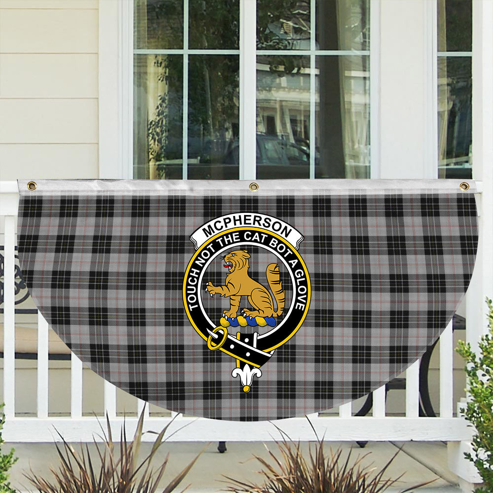ScotsTee Shop Scottish McPherson Dress Crest Tartan Non-Pleated Fan Flag Bunting Banner