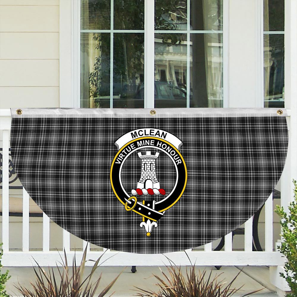 ScotsTee Shop Scottish McLean Black and White Crest Tartan Non-Pleated Fan Flag Bunting Banner