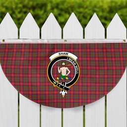 ScotsTee Shop Scottish Shaw Red Modern Crest Tartan Non-Pleated Fan Flag Bunting Banner