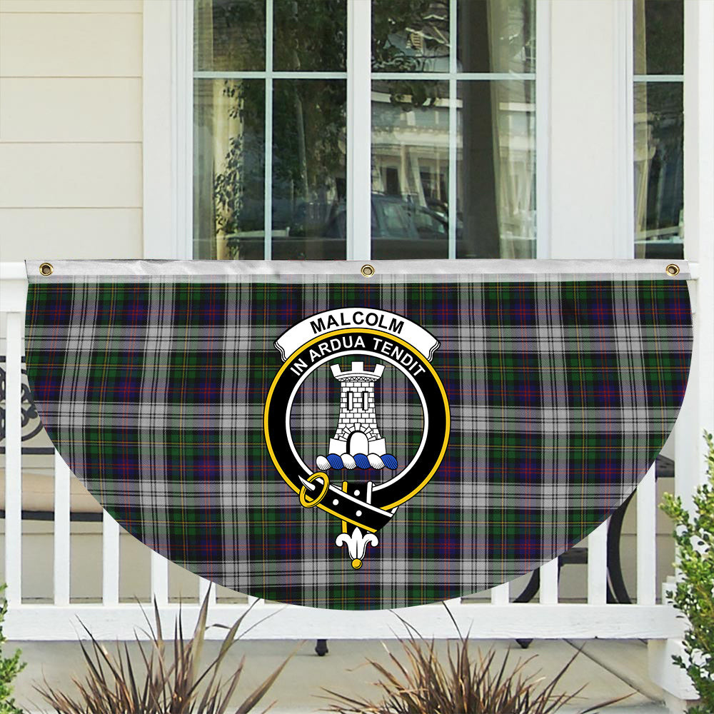 ScotsTee Shop Scottish Malcolm Dress Crest Tartan Non-Pleated Fan Flag Bunting Banner