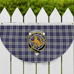 ScotsTee Shop Scottish MacPherson Dress Blue Crest Tartan Non-Pleated Fan Flag Bunting Banner