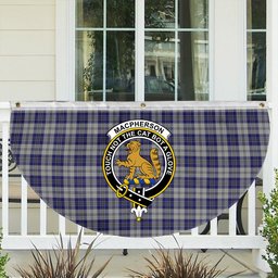 ScotsTee Shop Scottish MacPherson Dress Blue Crest Tartan Non-Pleated Fan Flag Bunting Banner