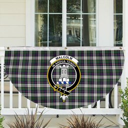 ScotsTee Shop Scottish Malcolm Dress Modern Crest Tartan Non-Pleated Fan Flag Bunting Banner