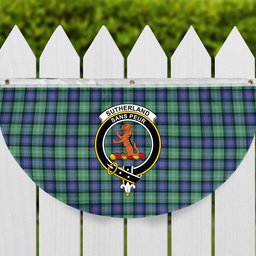 ScotsTee Shop Scottish Sutherland Old Ancient SC Crest Tartan Non-Pleated Fan Flag Bunting Banner