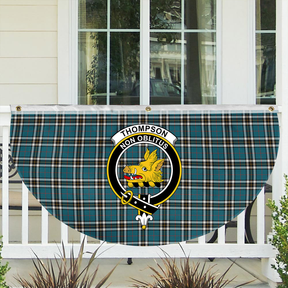 ScotsTee Shop Scottish Thompson Society Dress Blue Ancient Crest Tartan Non-Pleated Fan Flag Bunting Banner
