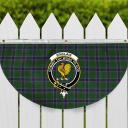 ScotsTee Shop Scottish Sinclair Green Crest Tartan Non-Pleated Fan Flag Bunting Banner