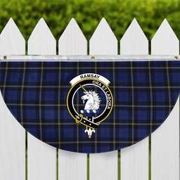 ScotsTee Shop Scottish Ramsay Blue Modern Crest Tartan Non-Pleated Fan Flag Bunting Banner
