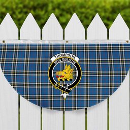 ScotsTee Shop Scottish Thompson Society Dress Blue Modern Crest Tartan Non-Pleated Fan Flag Bunting Banner