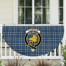ScotsTee Shop Scottish Thompson Society Dress Blue Modern Crest Tartan Non-Pleated Fan Flag Bunting Banner