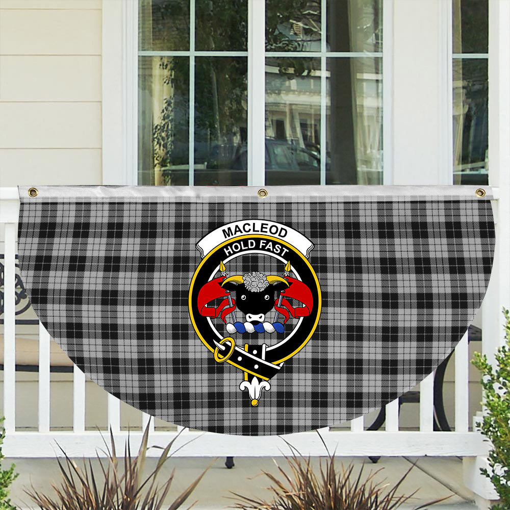 ScotsTee Shop Scottish MacLeod Black and White Crest Tartan Non-Pleated Fan Flag Bunting Banner