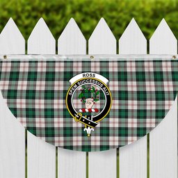 ScotsTee Shop Scottish Ross Arisaid Modern Crest Tartan Non-Pleated Fan Flag Bunting Banner