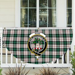 ScotsTee Shop Scottish Ross Arisaid Modern Crest Tartan Non-Pleated Fan Flag Bunting Banner