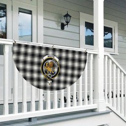 ScotsTee Shop Scottish MacFie Black & White Modern Crest Tartan Non-Pleated Fan Flag Bunting Banner